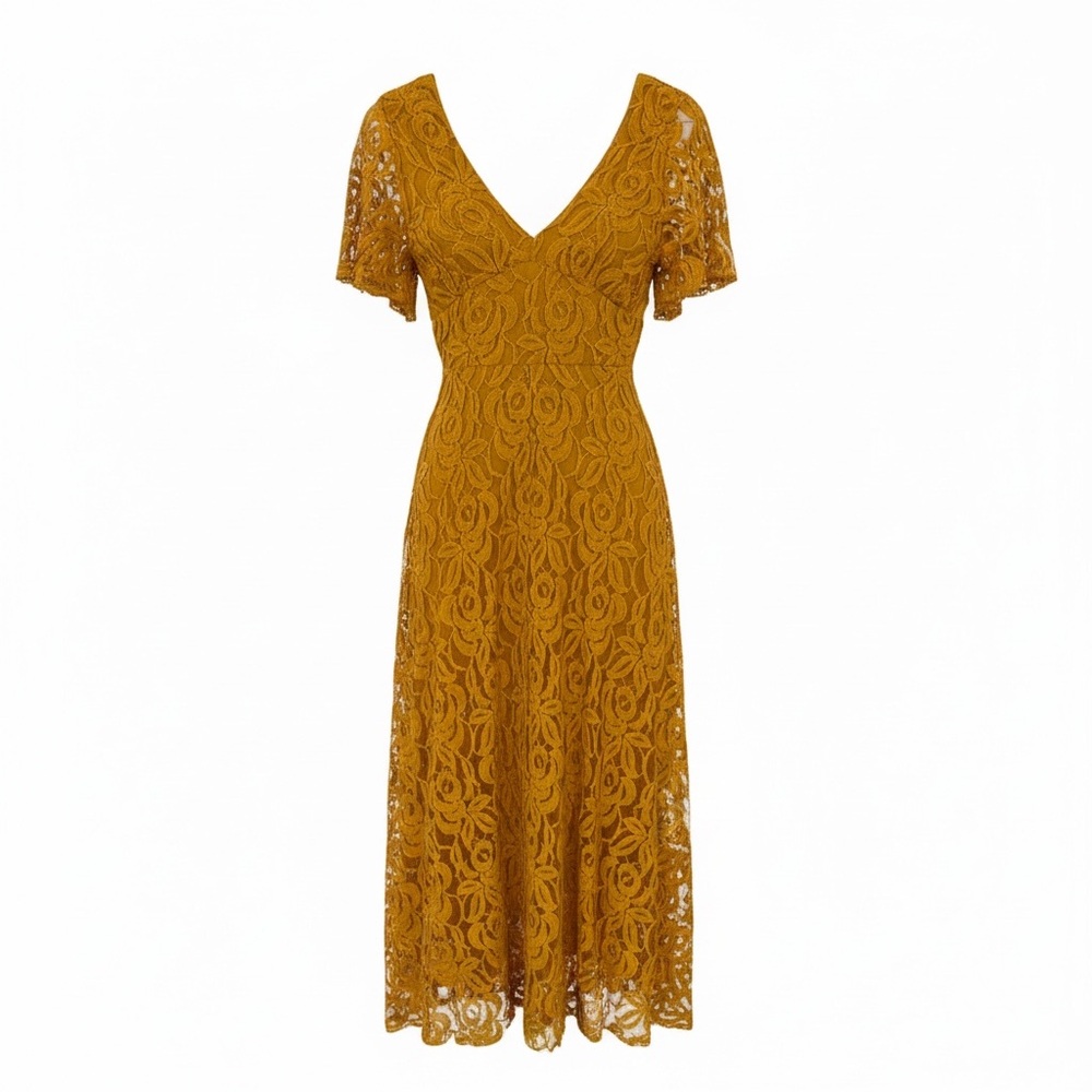 Altar'd State Maxi Golden Lace Dress - Size Small